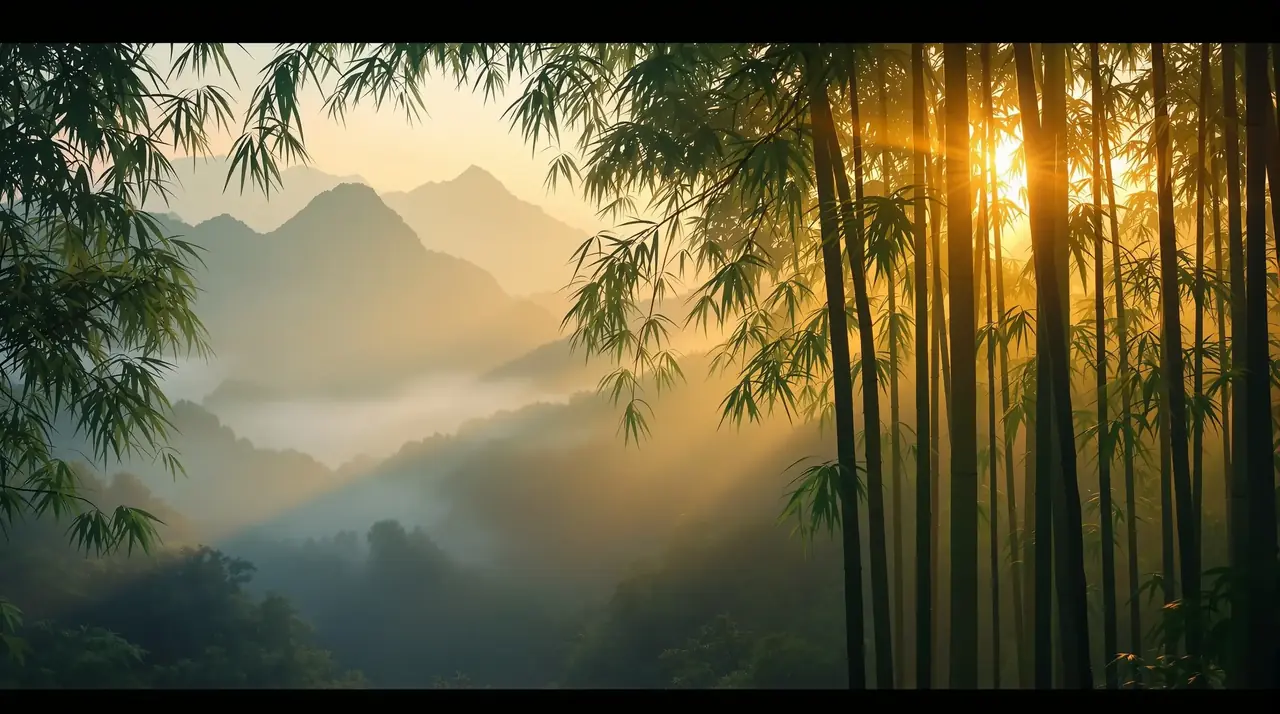万全影院山岚云雾背景